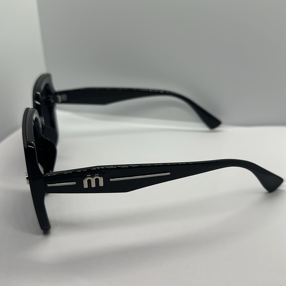 Oversized Black Square Sunglasses Silver M Logo UV Protection Chic Trendy Shades main image 13